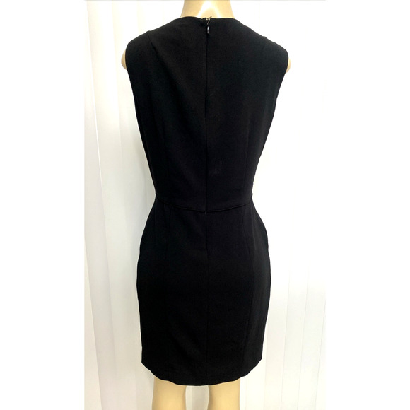 Hoss Intropia Dress Black Mini Sheath Crepe LBD Sleeveless Pockets Back Zip M - Picture 2 of 9